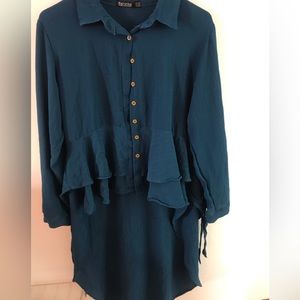 Bershka Blue Button down shirt dress.
